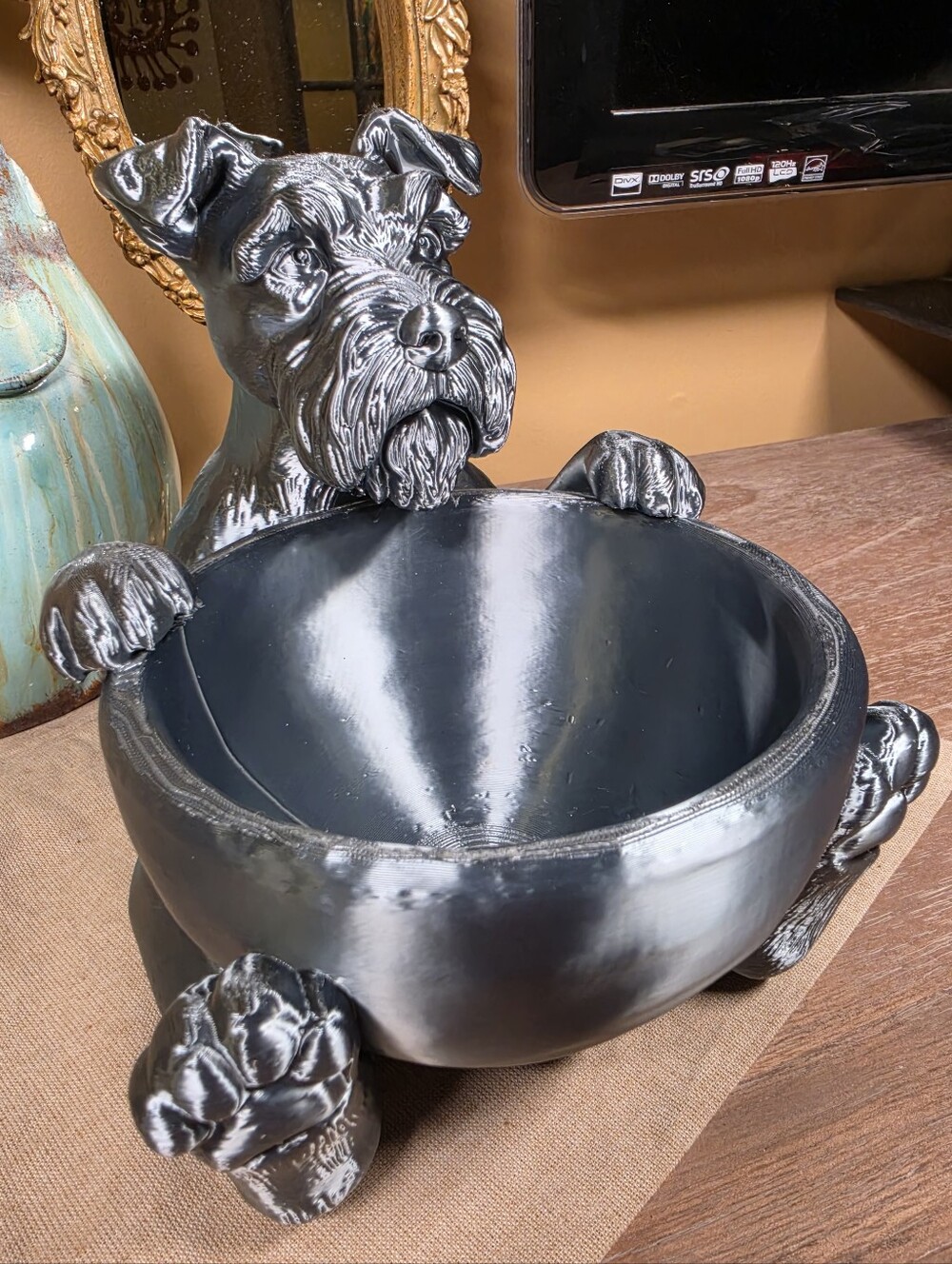 Hand Crafted 3D Schnauzer Dog Bowl / Planter / Jewelry or Keepsake Dish NWT!
